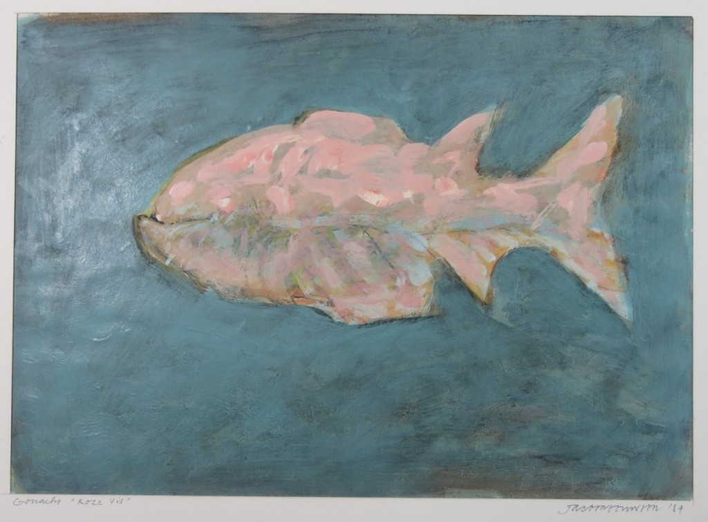 Taco Meeuwsen: Gouache, Roze vis verkocht voor € 63!
