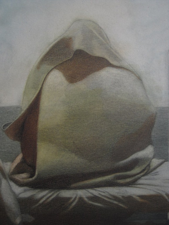 Intrigerend vroeg (1977) Aquarel "Man op bed" van Jan Bouman (1945-) gesigneerd  kopen? Bied vanaf 1!