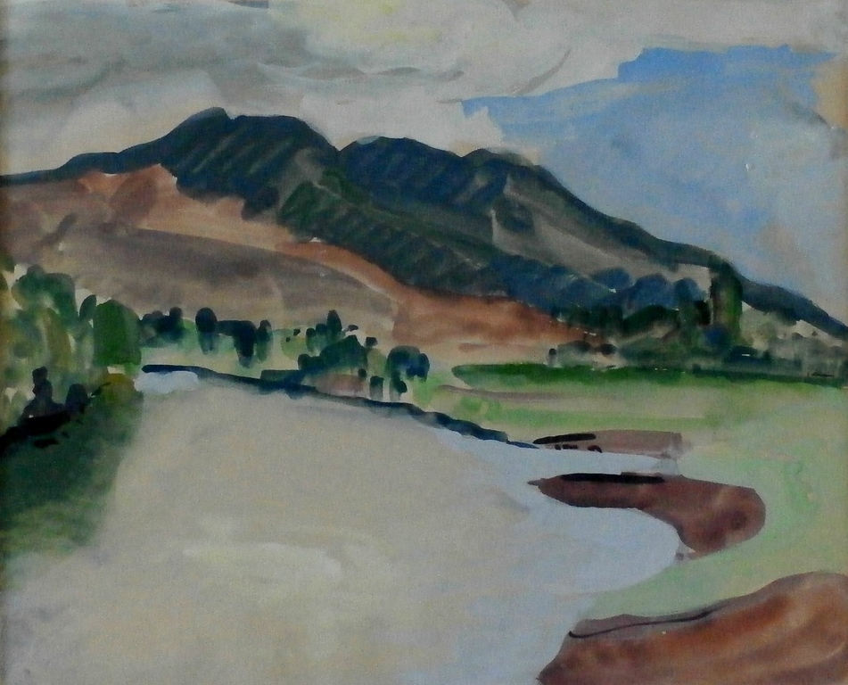 Jaap Hillenius - grote gouache- landschap kopen? Bied vanaf 199!