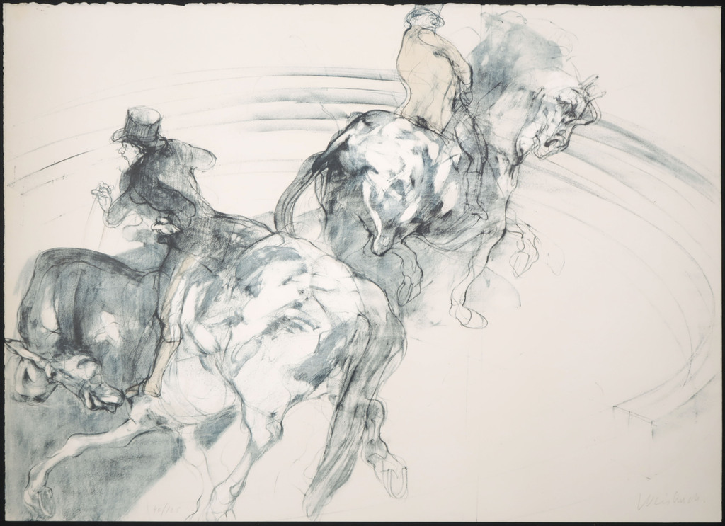 Claude Weisbuch: Litho, Two horseriders in a circus ring kopen? Bied vanaf 50!