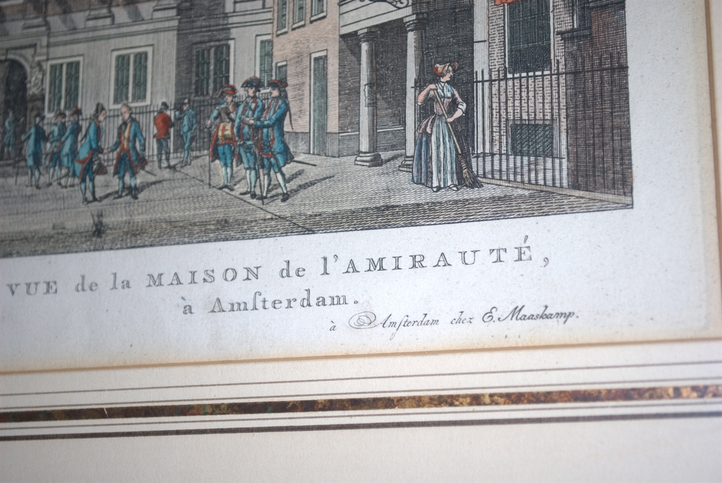 Amsterdam: Gezicht van het Admiraliteits of Prinsenhof -ingekleurde ets -1770/80 kopen? Bied vanaf 50!
