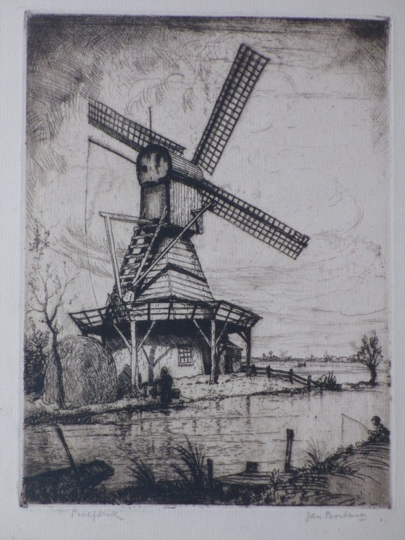 Jan Poortenaar, Molen aan de Vaart, Ets verkocht voor € 40!