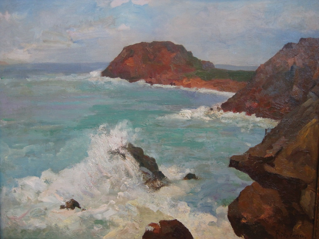 indrukwekkend olieverf "Atlantisch kustgezicht" van Jacob C. Ritsema (1869-1943) verkocht voor € 220!