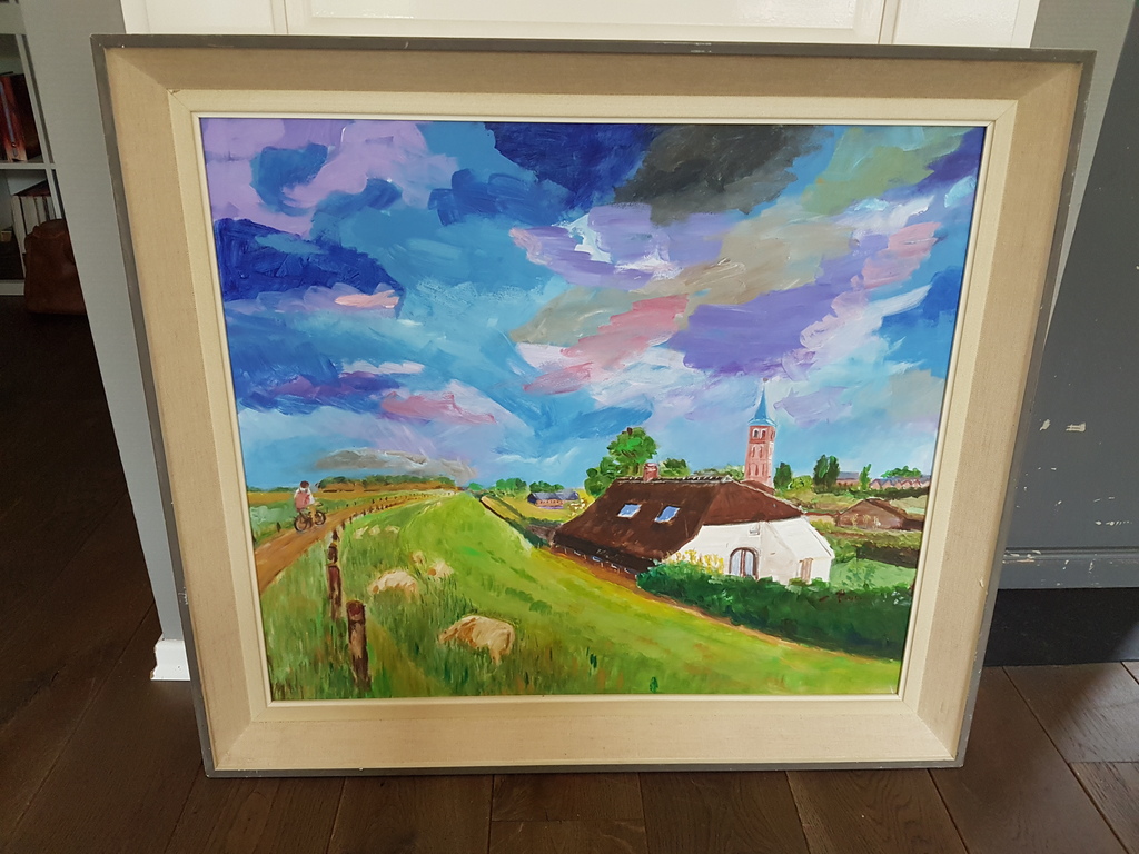 Groot formaat expressionistisch schilderij van een landschap, acryl op board. kopen? Bied vanaf 1!