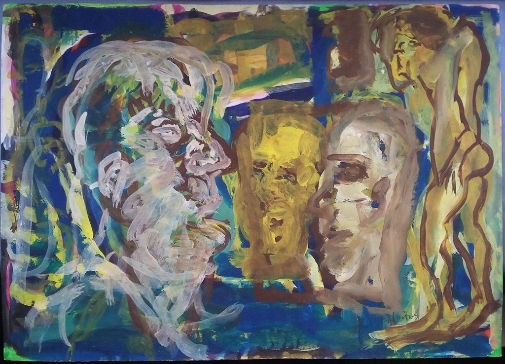 Piet Vos - acrylverf op papier verkocht voor € 60!