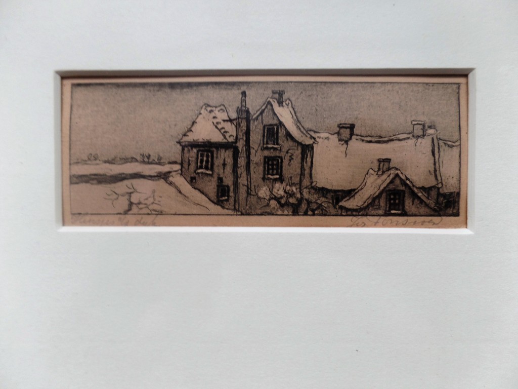 Johan Ponsioen - Johan Ponsioen - Ets - Huizen aan de Dijk verkocht voor € 85!