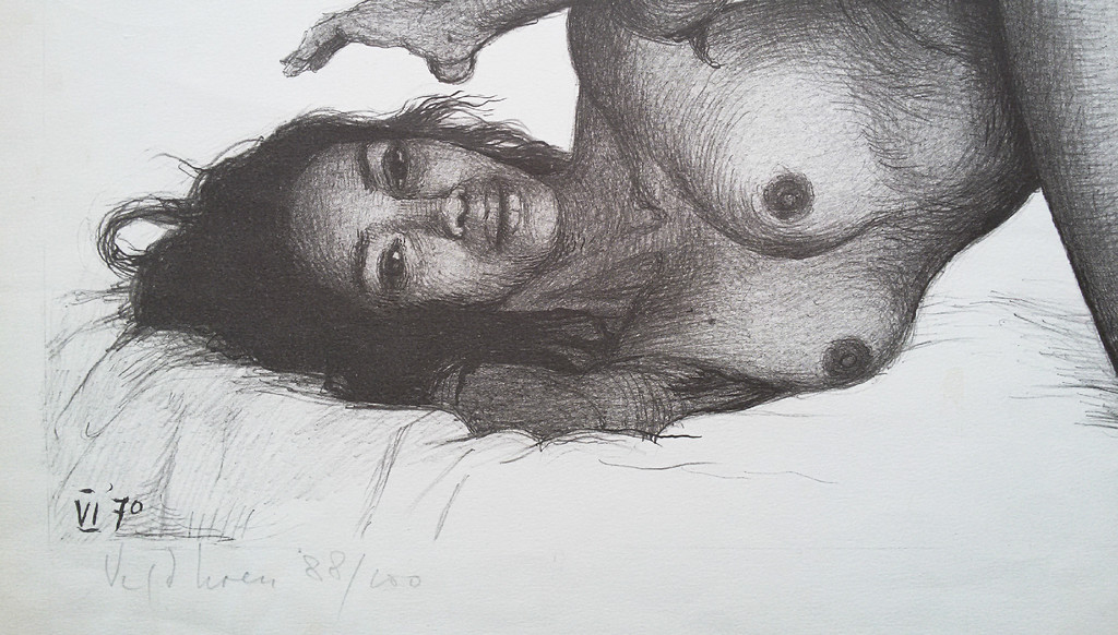 Aat Veldhoen - Naakt familieportret, litho kopen? Bied vanaf 95!