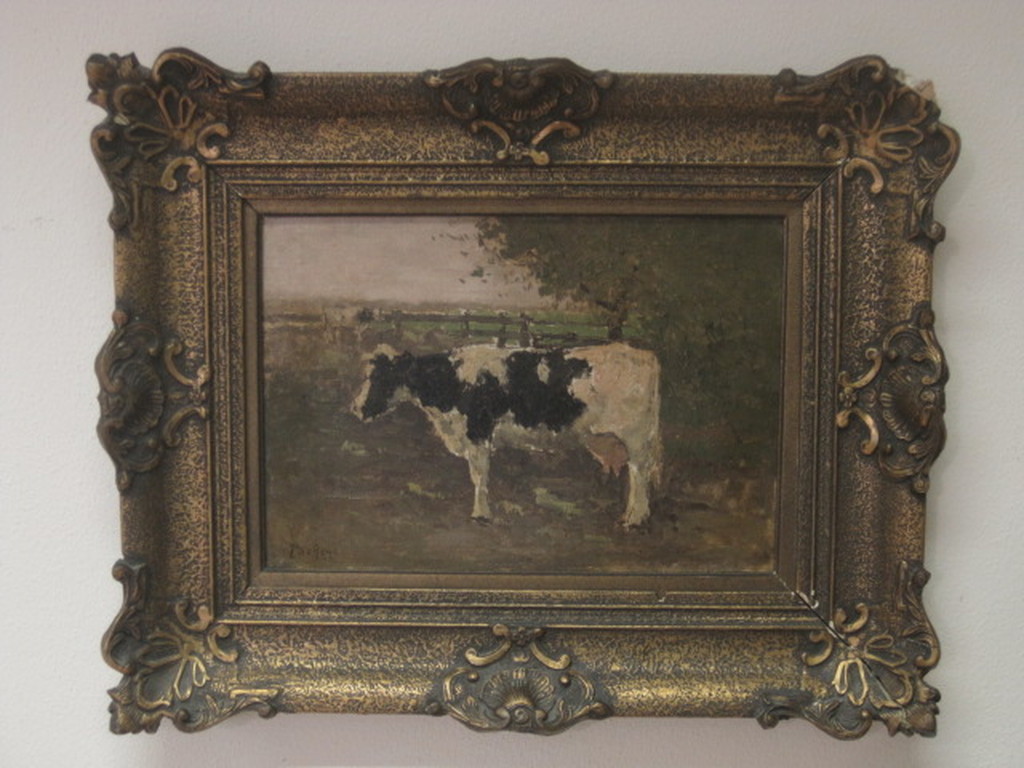 Pieter de Regt 1877-1960 olieverf "Koeien in boslandschap" ca. 1920 gesigneerd verkocht voor € 75!