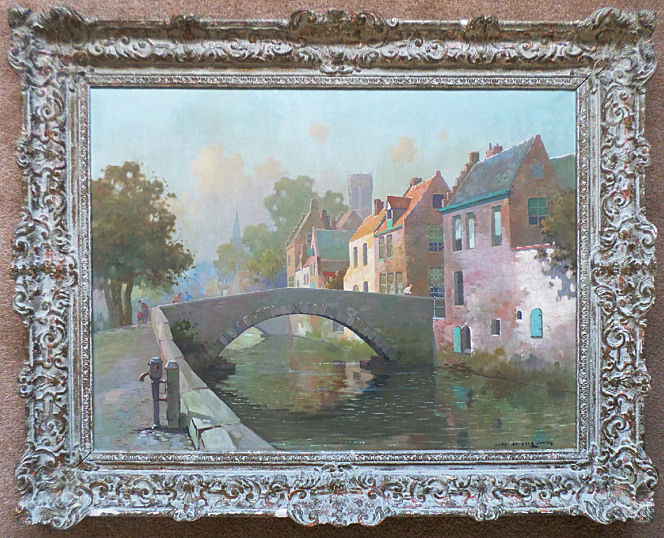 Jan Knikker Jr. - Brugge, olieverf op doek (ingelijst, groot) verkocht voor € 350!