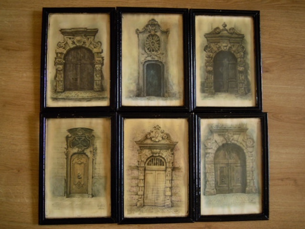 6 X prachtige drukken van LEOPOLD MULLER uit 1942 - 32 x 22cm - Antwerpse Poortjes verkocht voor € 35!
