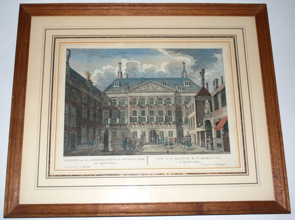 Amsterdam: Gezicht van het Admiraliteits of Prinsenhof -ingekleurde ets -1770/80 kopen? Bied vanaf 50!