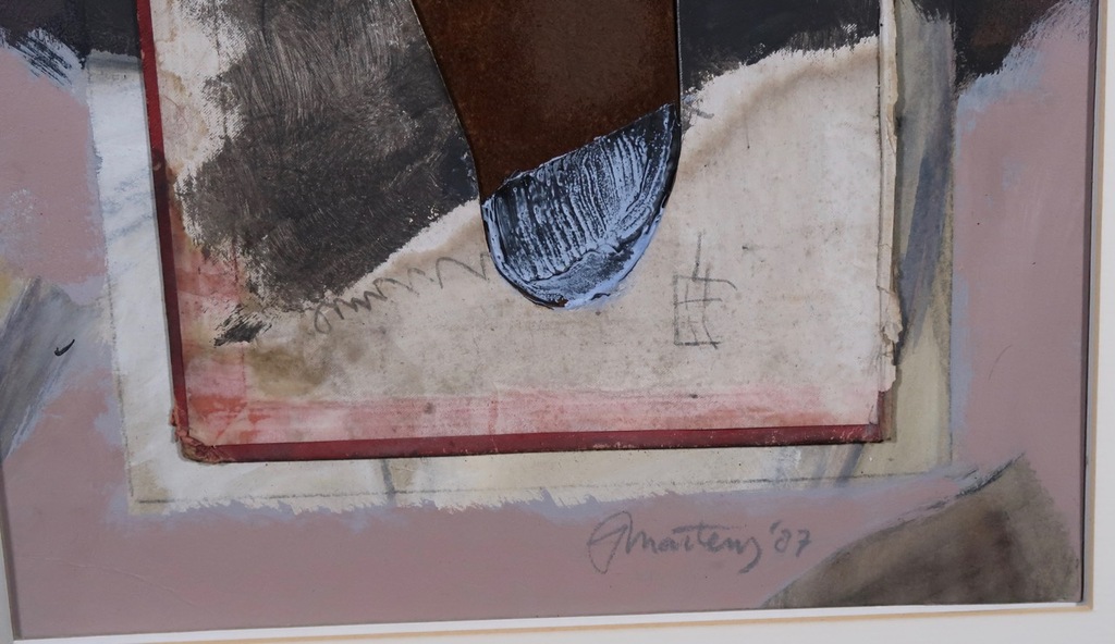 Jan Martens: Assemblage, Stof en IJzer op karton, Z.T. kopen? Bied vanaf 80!