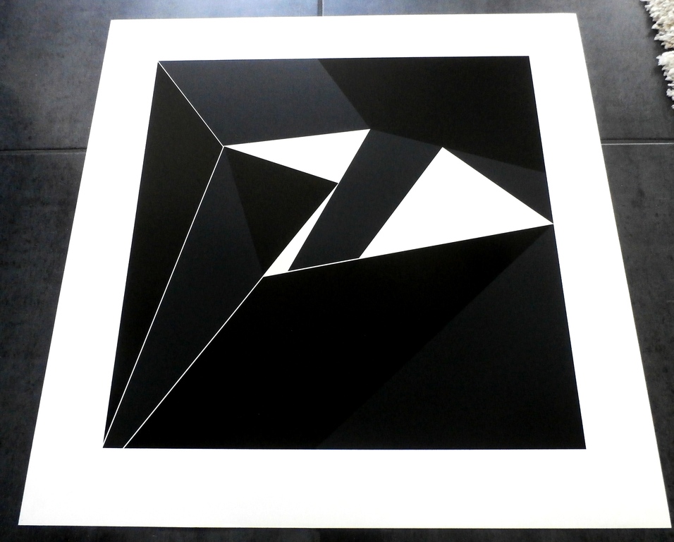 Marcel Verdren - Zeefdruk: geometrische compositie: Espace noir verkocht voor € 75!