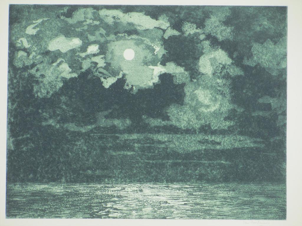 Jan Poortenaar, Moonlight, Ets op Japans papier verkocht voor € 40!
