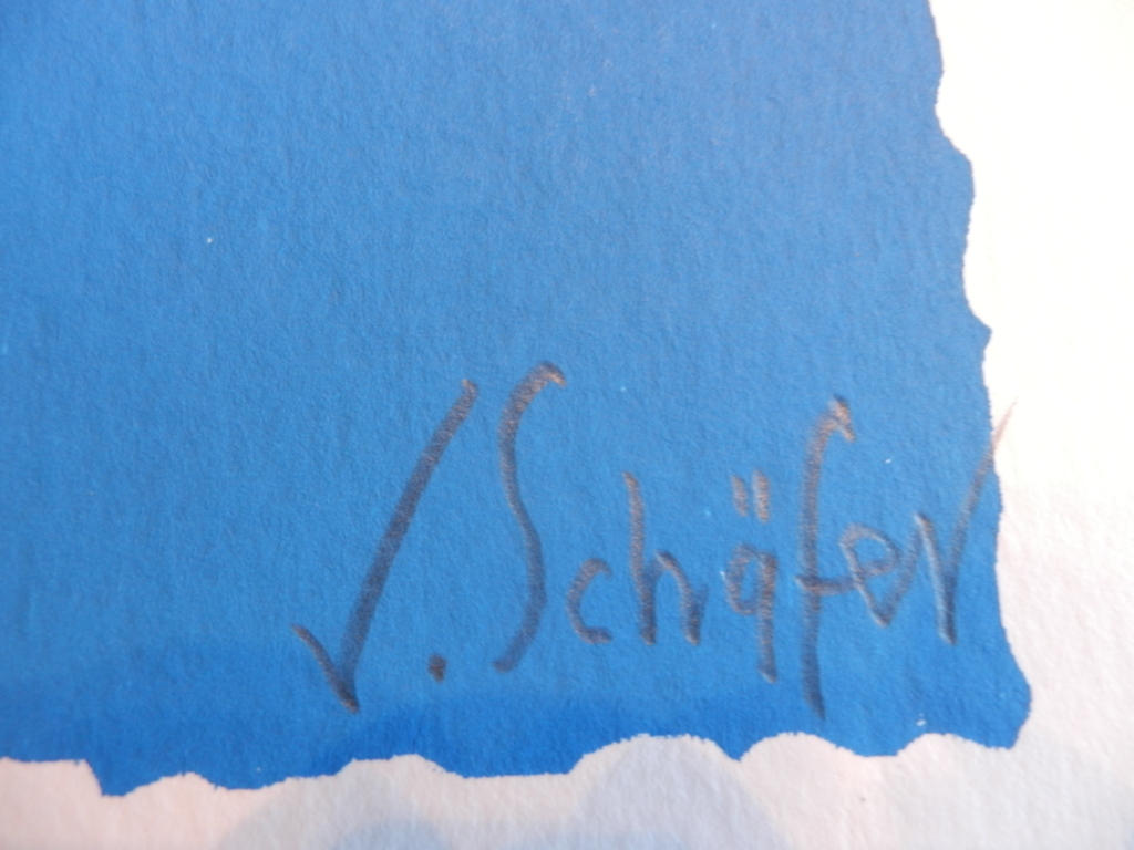 JACQUELINE SCHAEFER  Zeefdruk  BLAUWE VOGEL kopen? Bied vanaf 30!