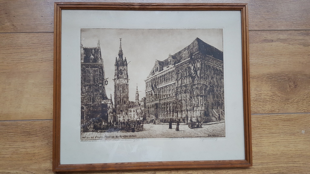 Eugene Rensburg - Hotel de Ville te Gent, ets - gesigneerd kopen? Bied vanaf 1!
