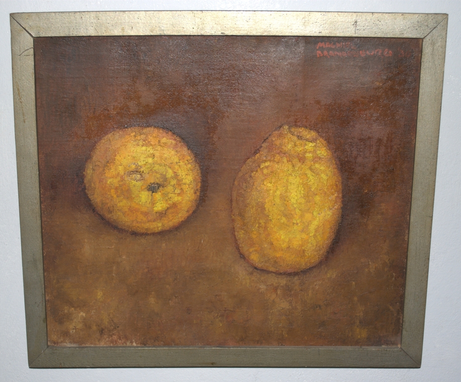 Sinaasappels - olieverf op jute - 1930 - gesigneerd verkocht voor € 120!