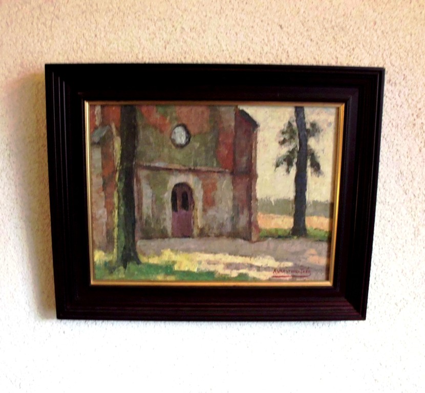 Olieverf opdoek,geplakt op board. August van Steenacker 1890-1965 België. verkocht voor € 65!