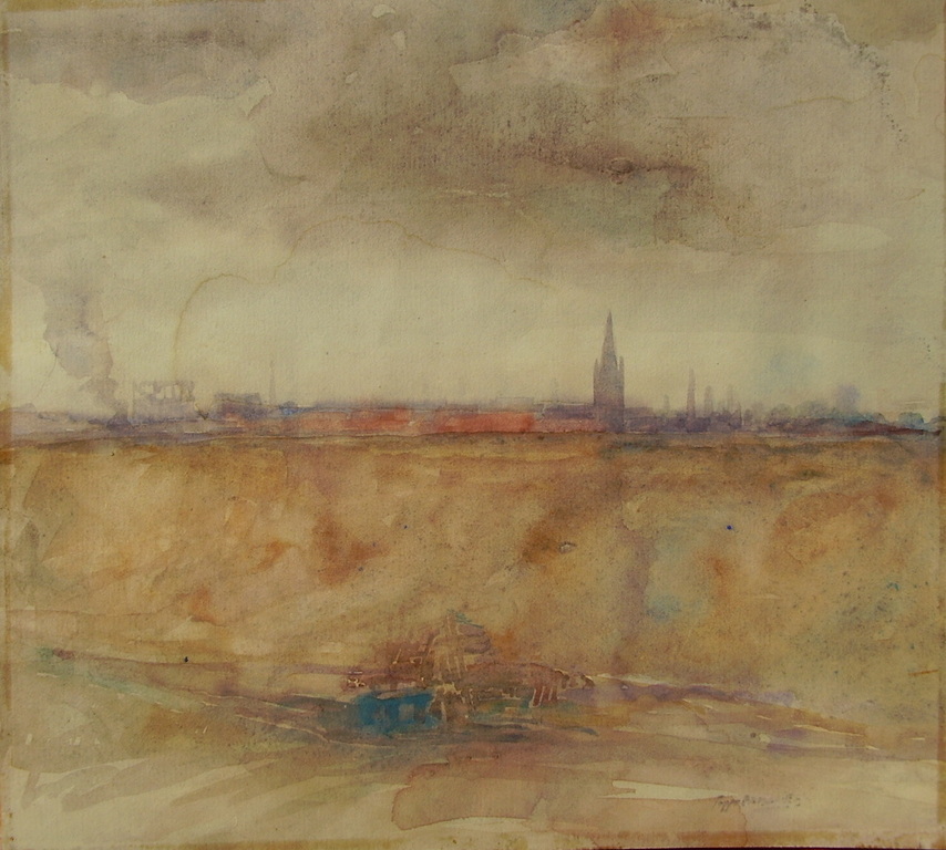 POPPE DAMAVE aquarel "Afgraving bij Hilversum" kopen? Bied vanaf 30!