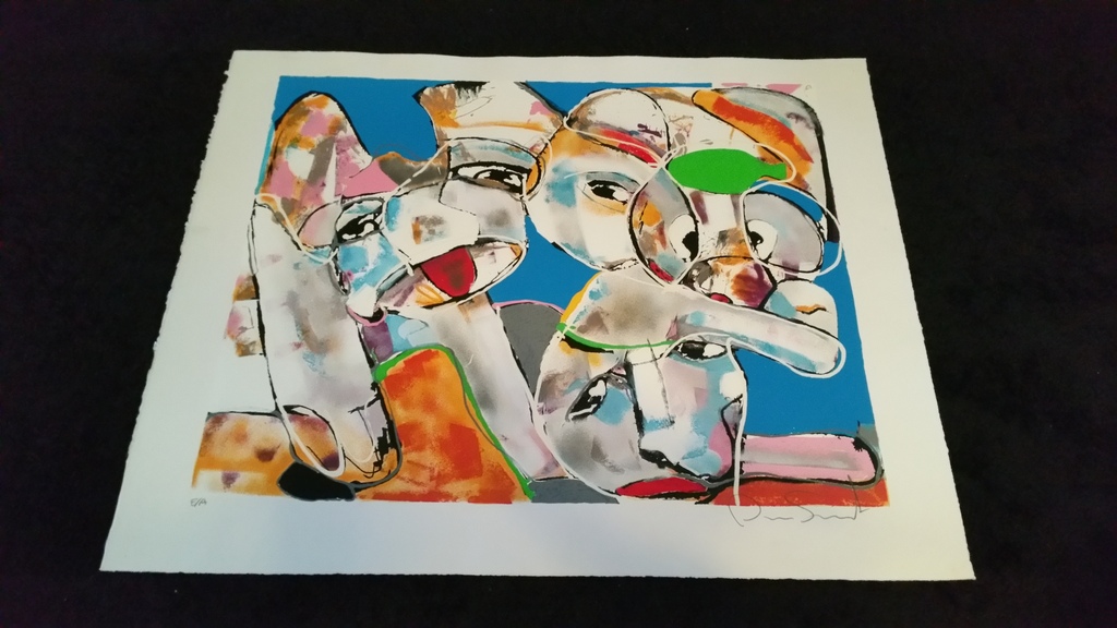 Pim Smit, zeefdruk, Figuratief, Hond buiten Adem verkocht voor € 99!