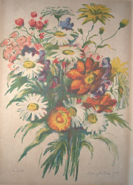 Bos wilde bloemen - litho uit 1963 - gesigneerd in potlood verkocht voor € 35!