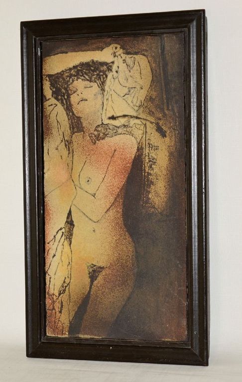 Reinier den Adel: keramisch tableau met liggend naakt verkocht voor € 80!