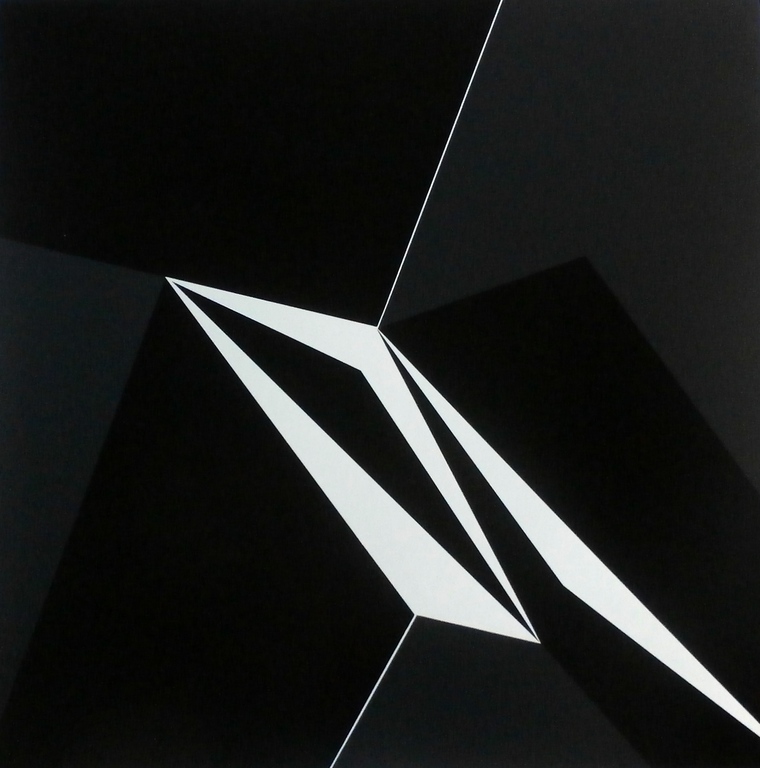 Marcel Verdren - Zeefdruk: geometrische compositie: Espace noir no. 3 verkocht voor € 150!