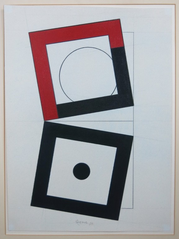 Wim Sinemus: Gouache, Compositie met vierkanten kopen? Bied vanaf 550!