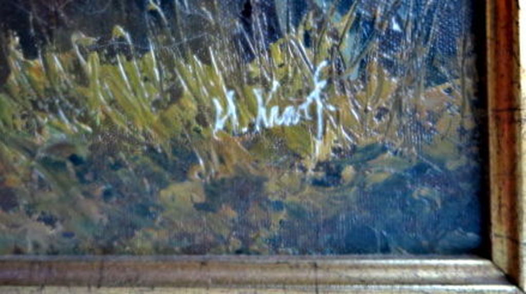 Groot schilderij onduidelijke signatuur-gelijst olieverf/doek - Polderlandschap  kopen? Bied vanaf 1!