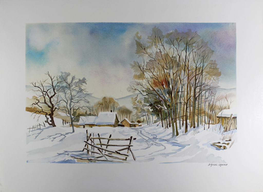 Daniel Lanoux: Twee lithografien, Winterlandschappen kopen? Bied vanaf 19!