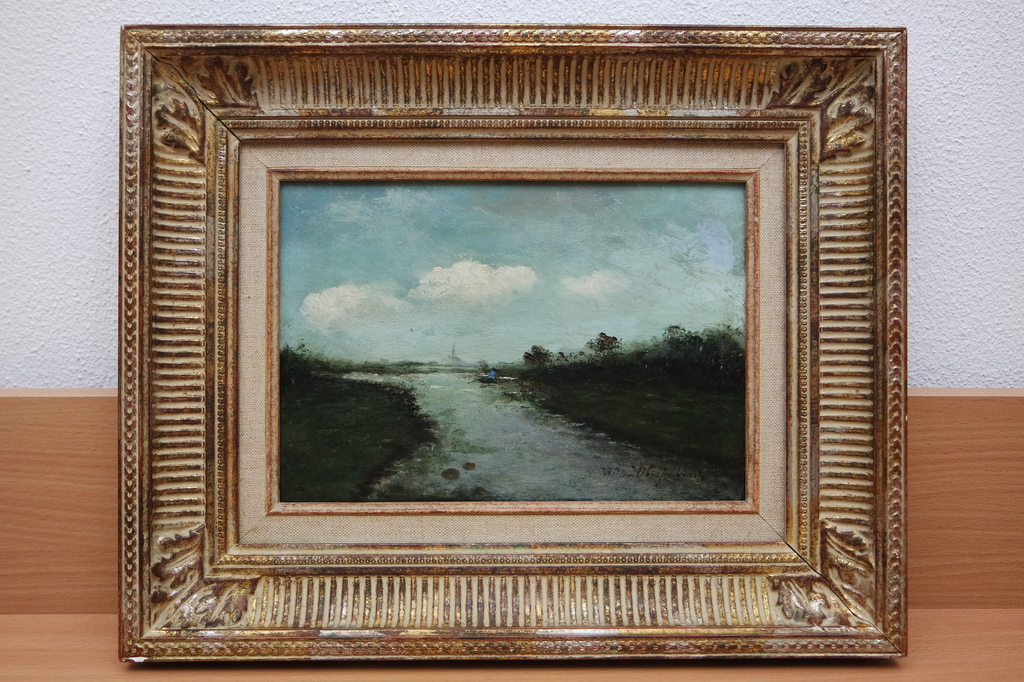 Willem J. Weissenbruch (1864-1941) - olieverf op paneel - polderlandschap verkocht voor € 1625!