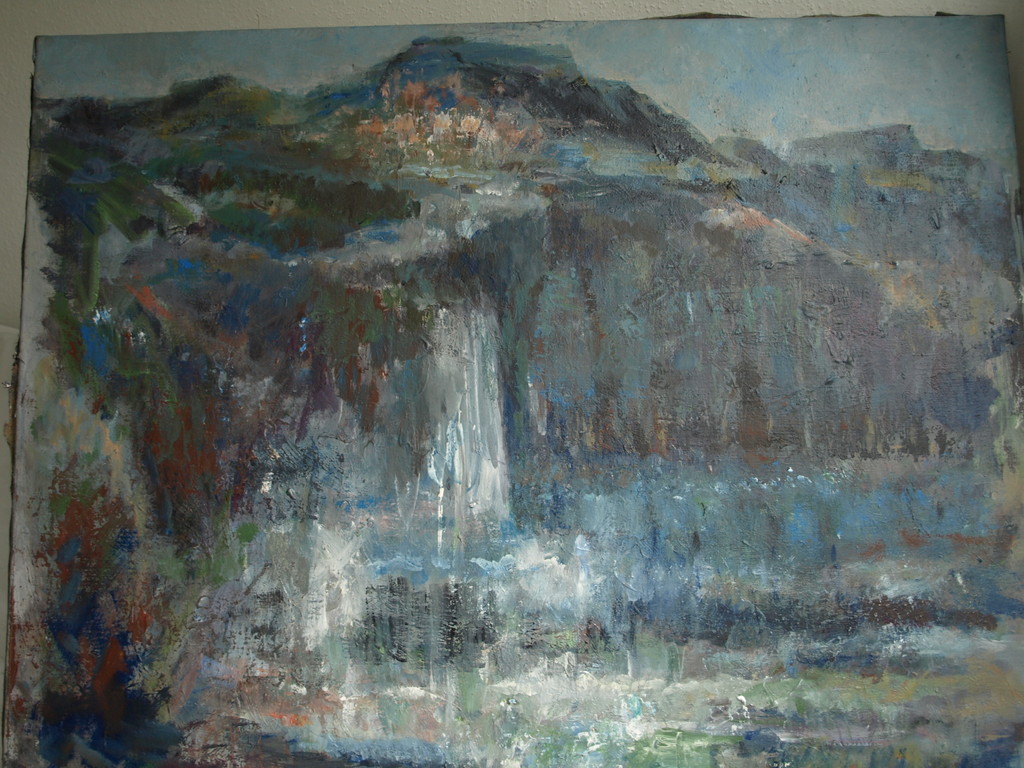 John Wortel ? : Olieverf op doek – Waterval – Gesigneerd - 100 x 100 cm  kopen? Bied vanaf 1!