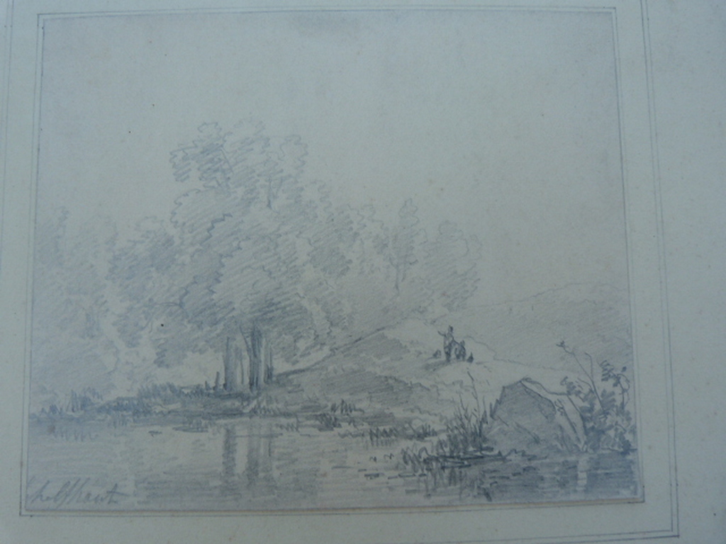 Toegeschreven aan Andries Schelfhout ( 1787 - 1870 ) - tekening - landschap. verkocht voor € 50!