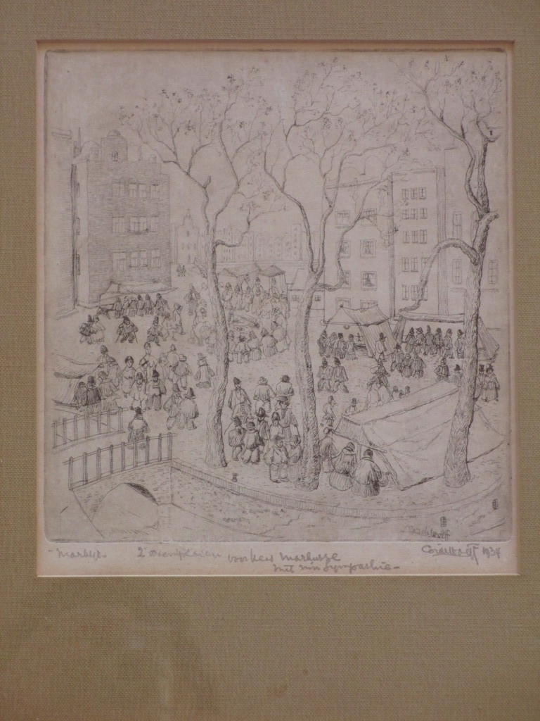 Cor de Wolff, Marktje, Ets verkocht voor € 40!