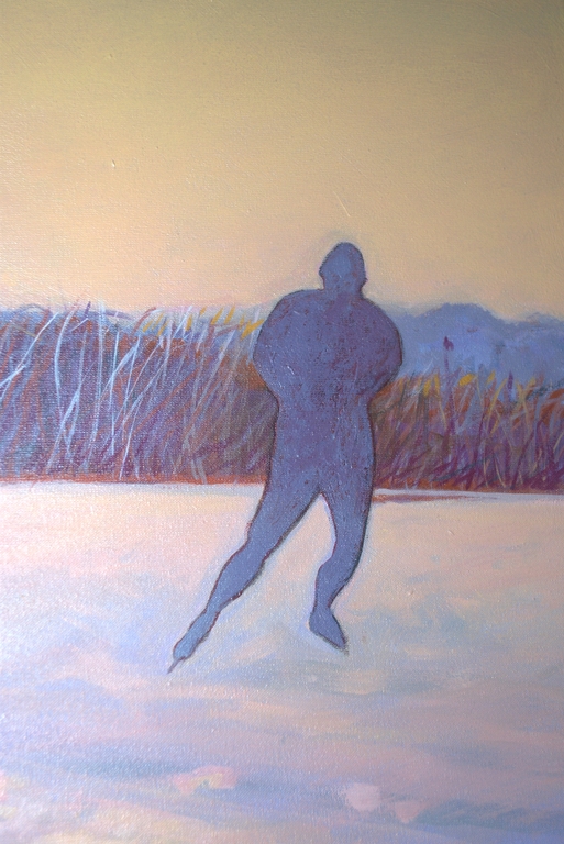 SCHAATSERS IN DE POLDER--ACRYL OP CANVAS kopen? Bied vanaf 40!