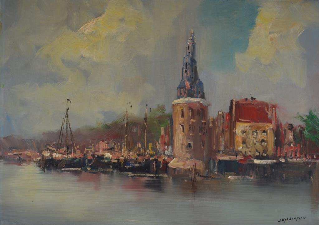 Jan Kelderman (1914-1990) Amsterdam zicht op Montelbaanstoren ca. 1960 70x50 kopen? Bied vanaf 100!