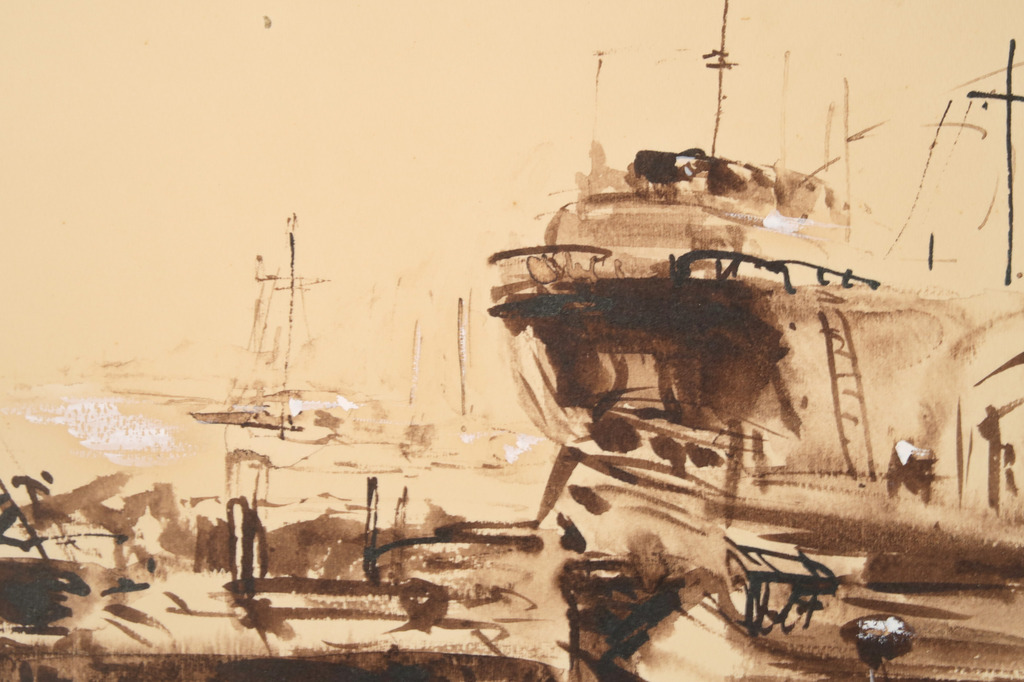 Onbekend gesigneerd: Aquarel, Haven kopen? Bied vanaf 1!