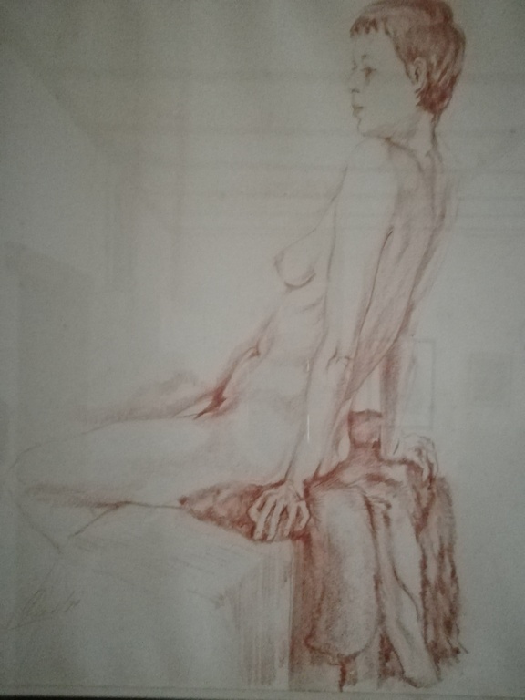 prachtig naakt portret - Sanguine techniek - gesigneerd maar onleesbaar kopen? Bied vanaf 5!