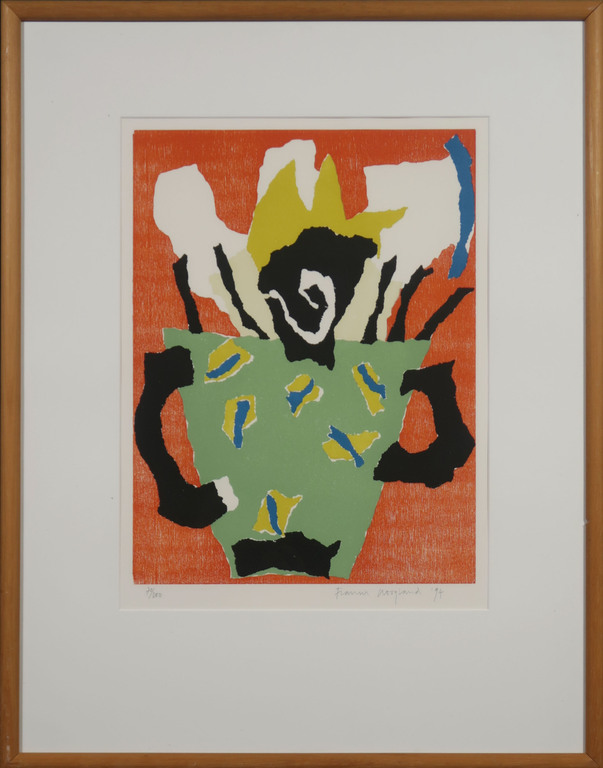Francis Hoogland: Houtsnede, Z.T. - Ingelijst verkocht voor € 40!