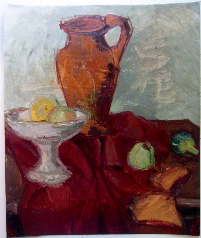 Wilhelmina van den Eerenbeemt - Olieverf stilleven met fruitschaal 1959 kopen? Bied vanaf 30!