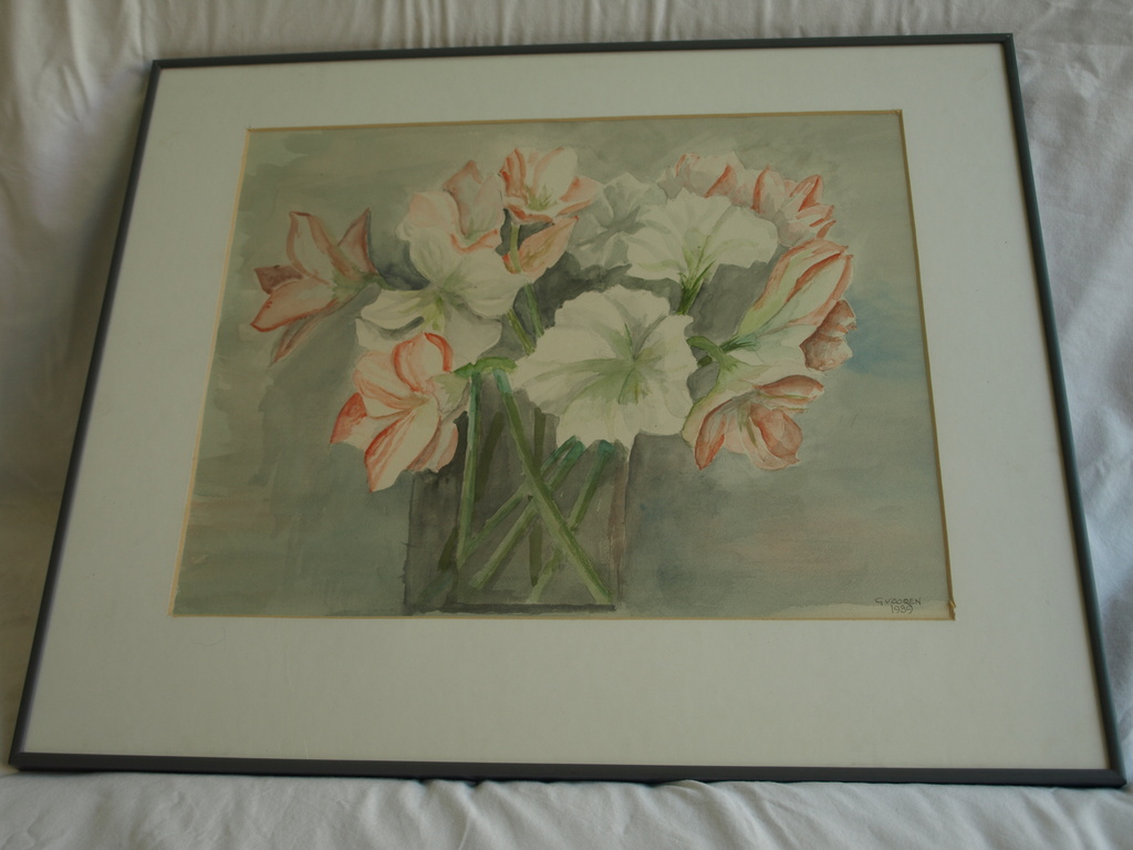 G. Vooren: Aquarel – Stilleven met bloemen – Gesigneerd & ingelijst, 1989 kopen? Bied vanaf 1!