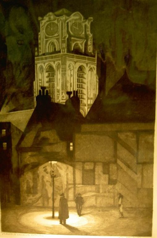 Ets-aquatint Verlichte Laurenskerk verkocht voor € 35!