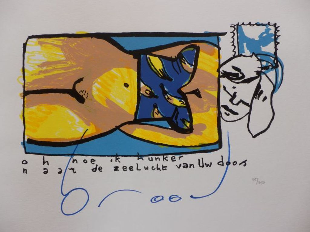 HERMAN BROOD, Gelimiteerde en HANDGESIGNEERDE Zeefdruk ZEELUCHT kopen? Bied vanaf 165!