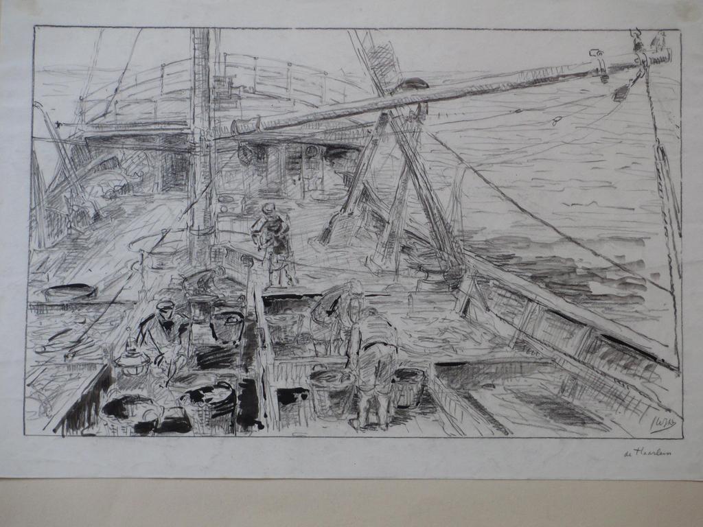 Willem Jans Dijk, Vissersschip de Haarlem, Tekening verkocht voor € 45!