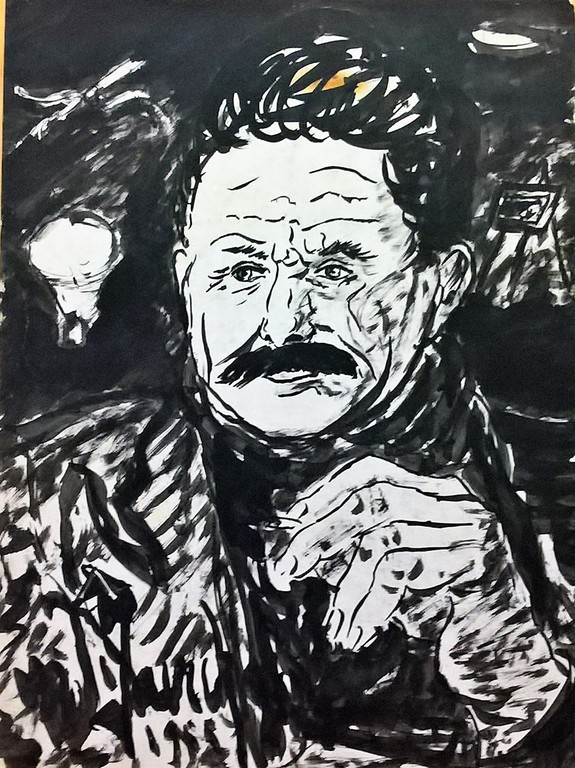 Jurcka W, tekening, portret man met sigaret verkocht voor € 99!