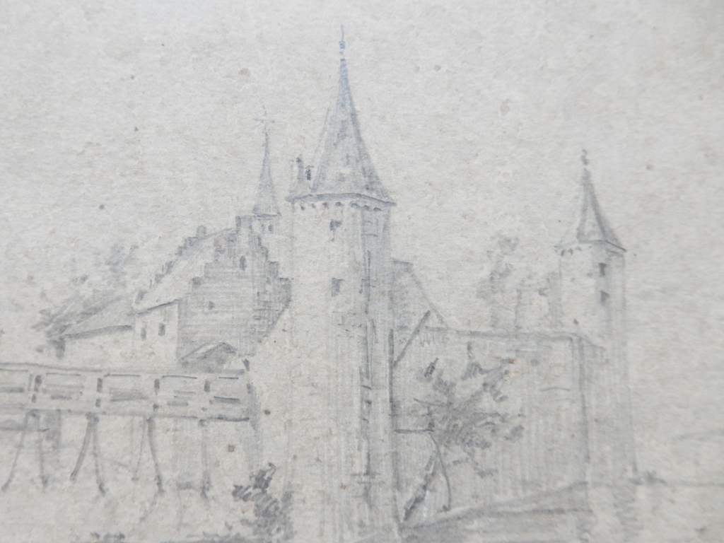 Henri Leeuw jr. (1861-1918) - Potloodtekening Kasteel met slotgracht kopen? Bied vanaf 150!
