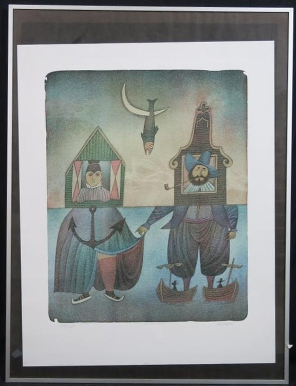 Adolf Born: Litho, Nederlands aanzoek - Ingelijst verkocht voor € 500!