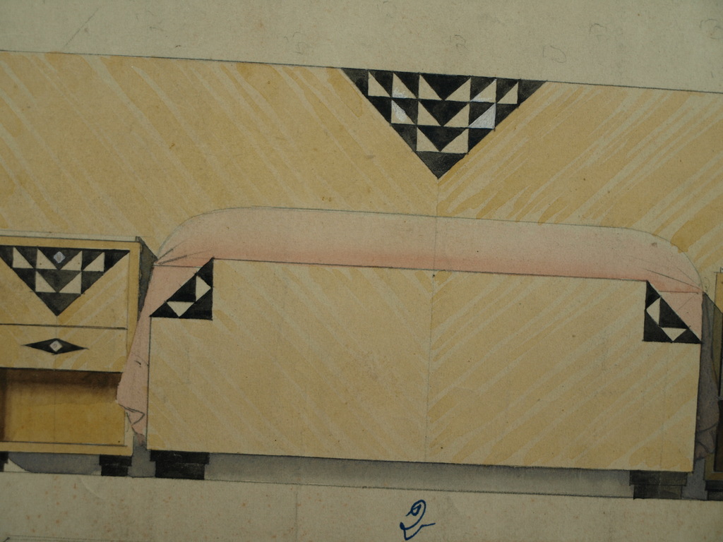 CAMILLE GAUTHIER (1870-1963) – Ontwerp bedmeubel – Art Deco – ca 1920  kopen? Bied vanaf 1!