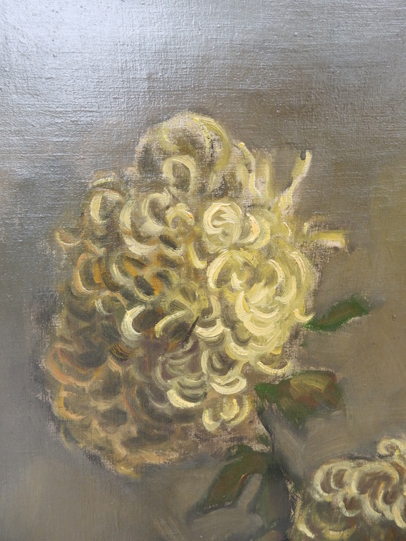 Jan de Leeuw, stilleven, met chrysanten in vaas met appels,olieverf op doek kopen? Bied vanaf 100!
