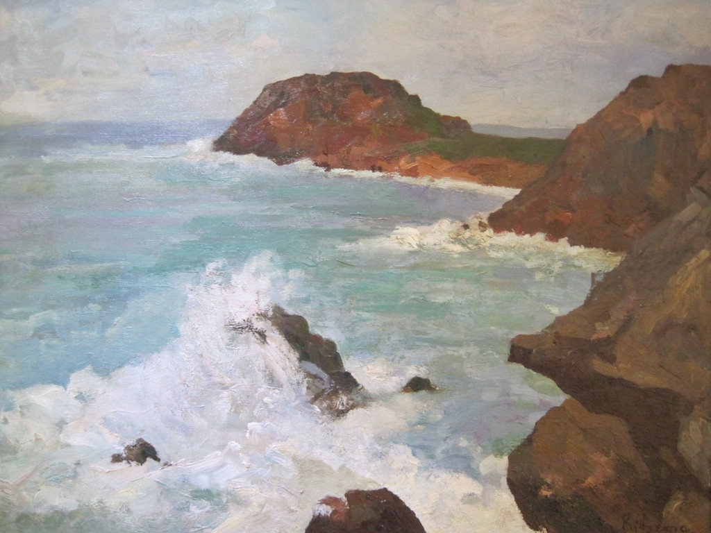 Jac.Ritsema 1869-1943  "Atlantisch Kustlandschap" olieverf  gesigneerd - c. 1900 kopen? Bied vanaf 1!